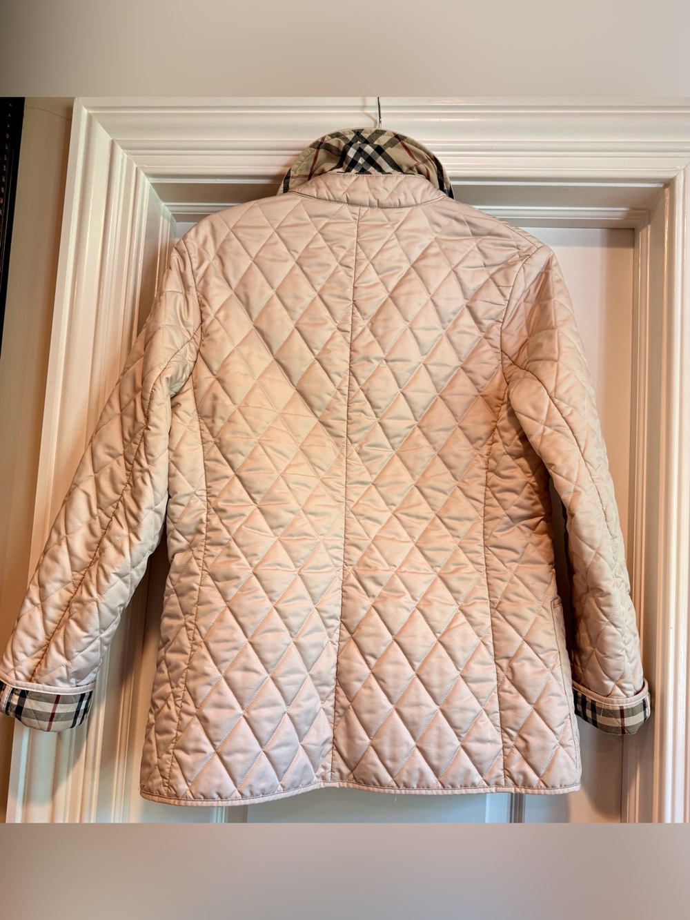 Burberry London Quilted Utility Jacket Beige Nova Check Made England Womens S - Picture 4 of 13
